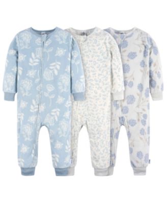 Baby Girls Footless Fleece Pajamas, 3-Pack