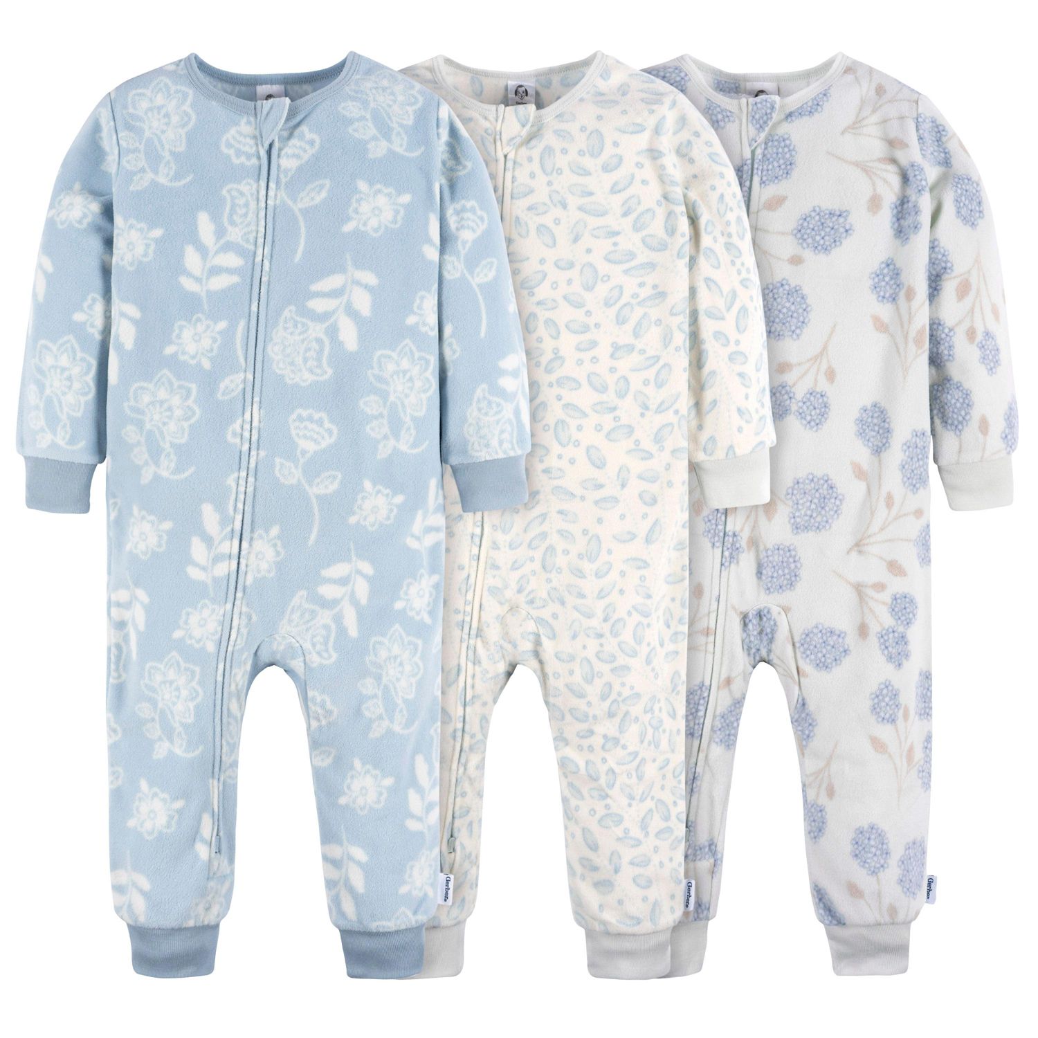 Baby Girls Footless Fleece Pajamas, 3-Pack