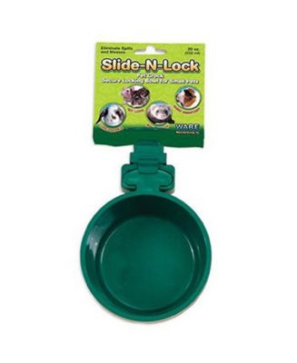 Ware Manufacturing Slide-N-Lock Plastic Pet Bowl – 10 Oz Chew-Resistant Crock For Small Pets (Assorted Colors)