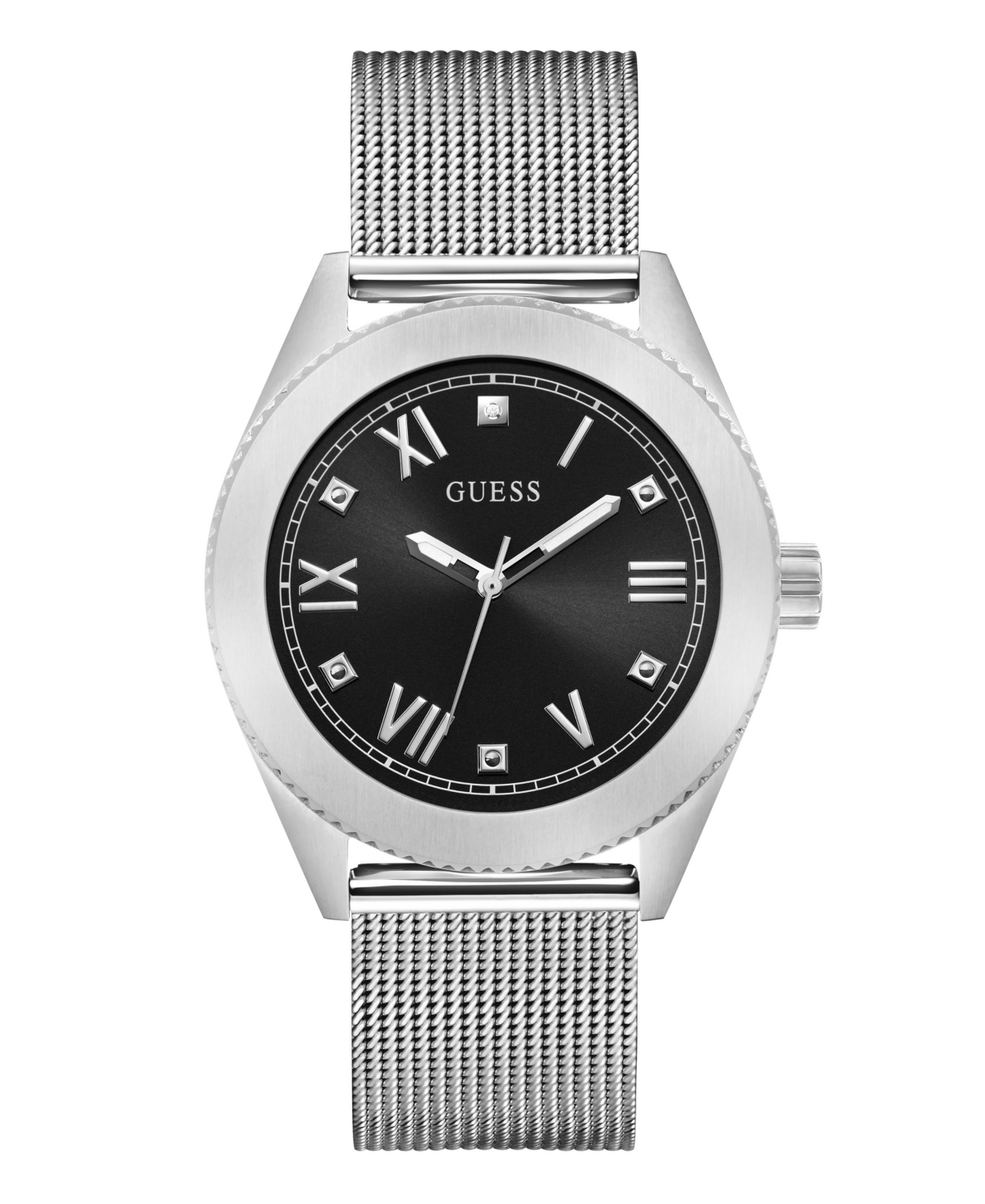 Men's Analog Silver Tone Mesh Watch, 44mm - Silver Tone