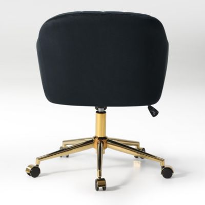 Upholstered Velvet Swivel Vanity Office Chair With Wheels