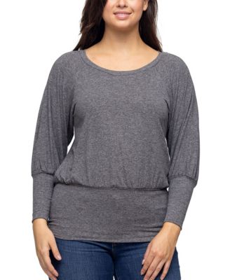 Women's Round Neck Long Sleeve Banded Bottom Top