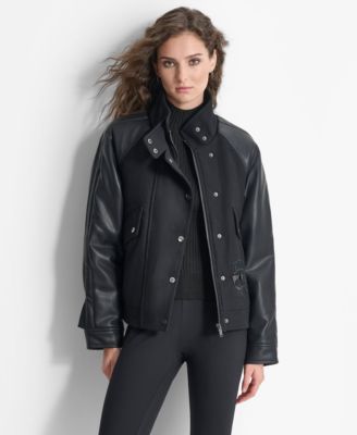 DKNY - Women's Mixed Media Patch Jacket