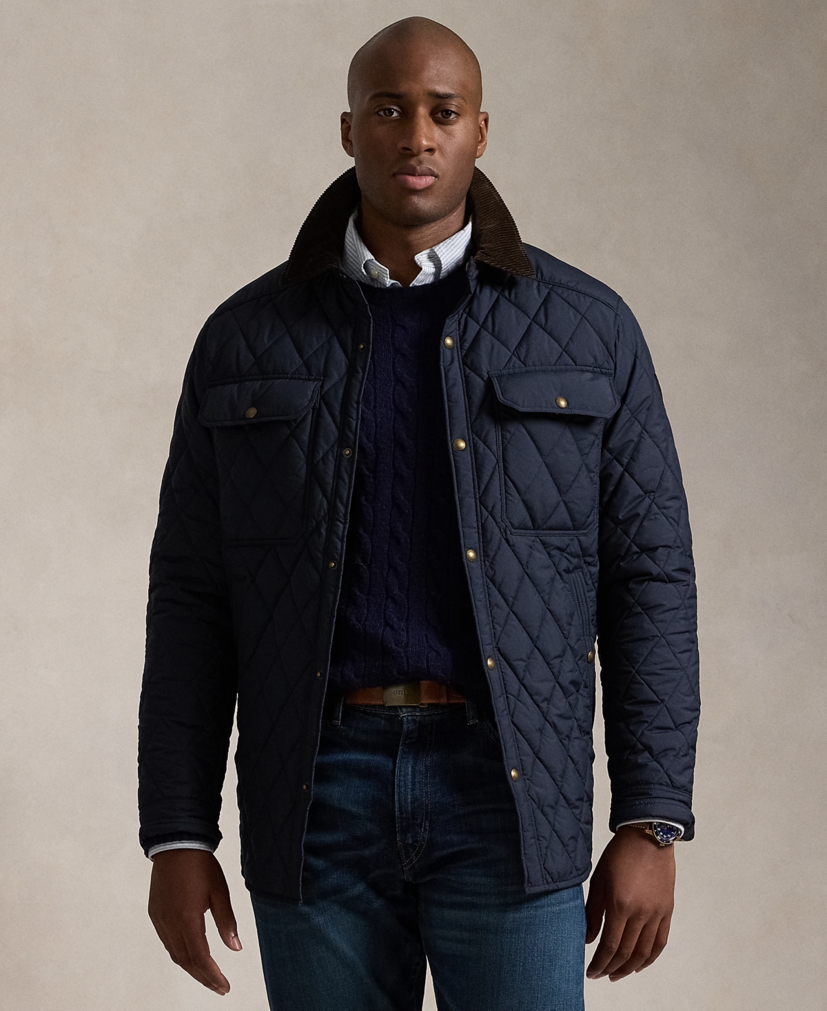 Ralph lauren navy quilted jacket online