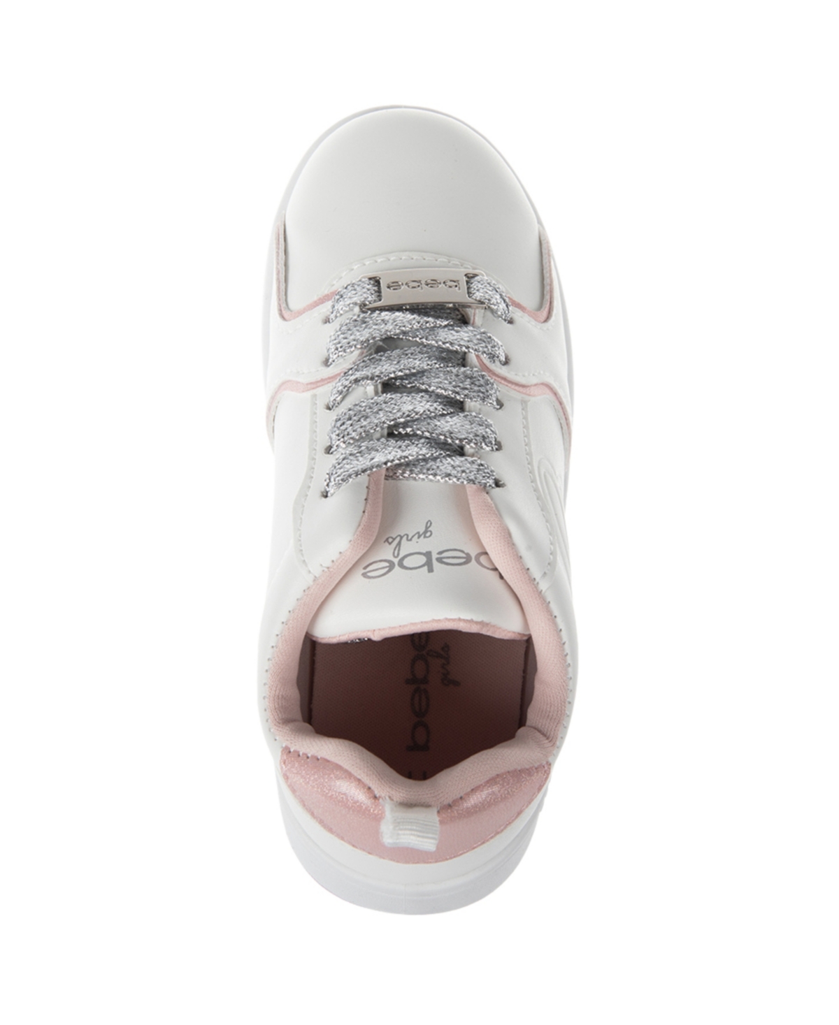 Bebe Little And Big Girls Court Low Top Emboss Script "b" Sneaker In Blush