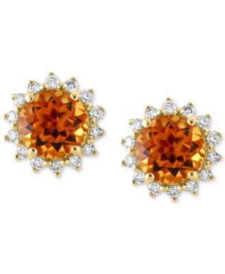 EFFY&reg; Amethyst (1-5/8 ct. t.w.) & Diamond (1/5 ct. t.w.) Halo Stud Earrings in 14k Rose Gold (Also in Blue Topaz & Citrine)