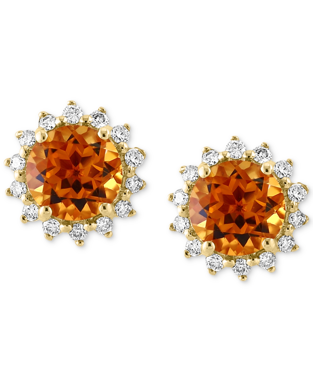 Effy Collection Effy Amethyst (1-5/8 Ct. T.w.) & Diamond (1/5 Ct. T.w.) Halo Stud Earrings In 14k Rose Gold (also In In Citrine