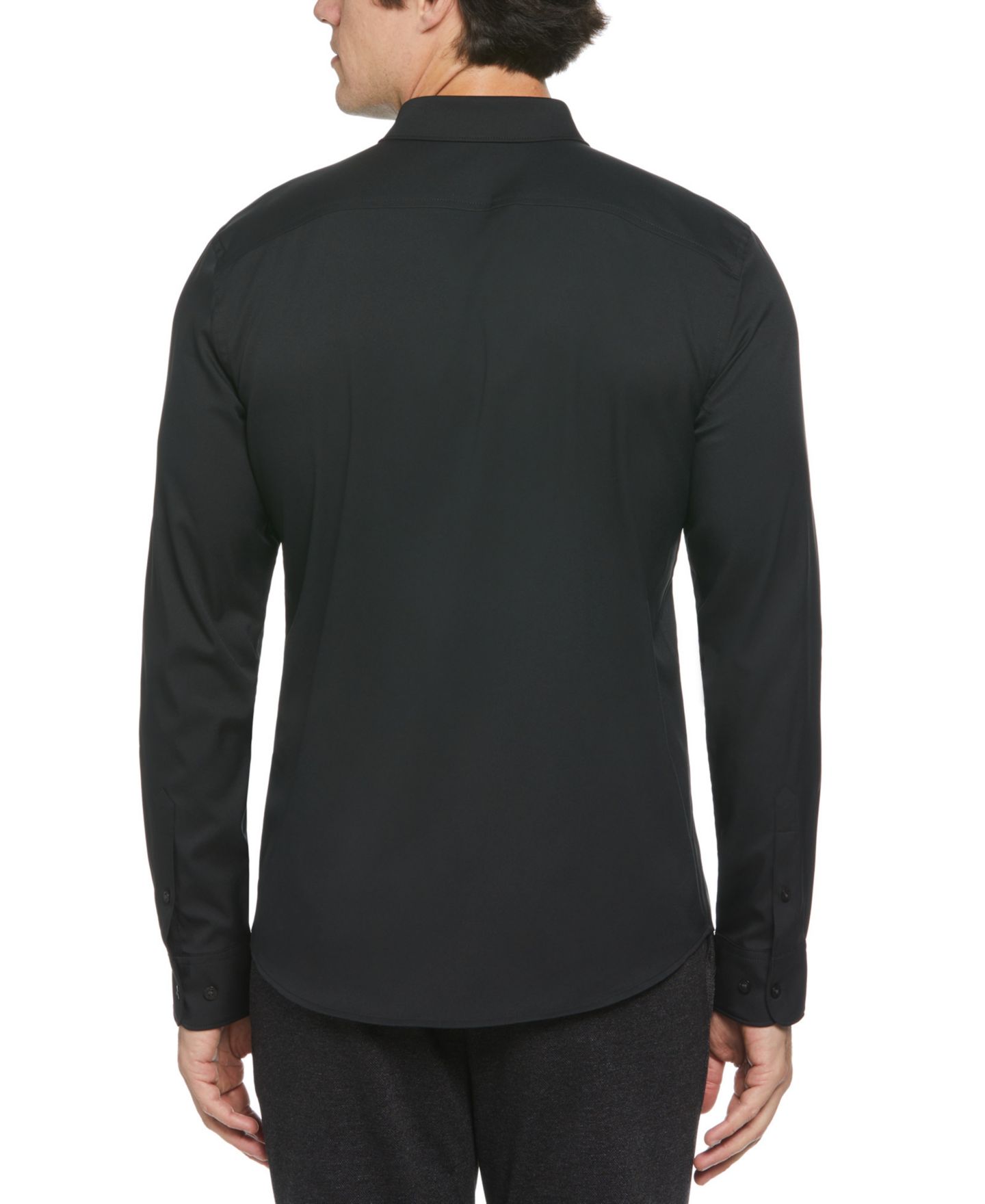 Мужская рубашка Perry Ellis Slim-Fit Stretch Solid Button-Down Twill, цвет: Чёрный — фото 6