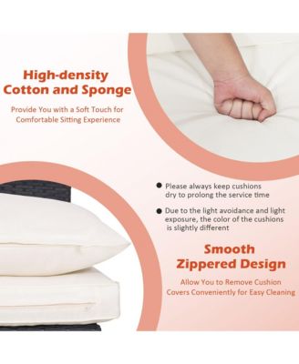 5PCS Patio Outdoor Rattan Sofa Conversation Set w/ Seat & Back Cushions Off White