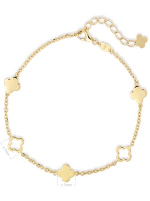 Clover Link Chain Bracelet in 14K Gold, 6.5 in adj to 7.5 in, approx. 2.8 grams