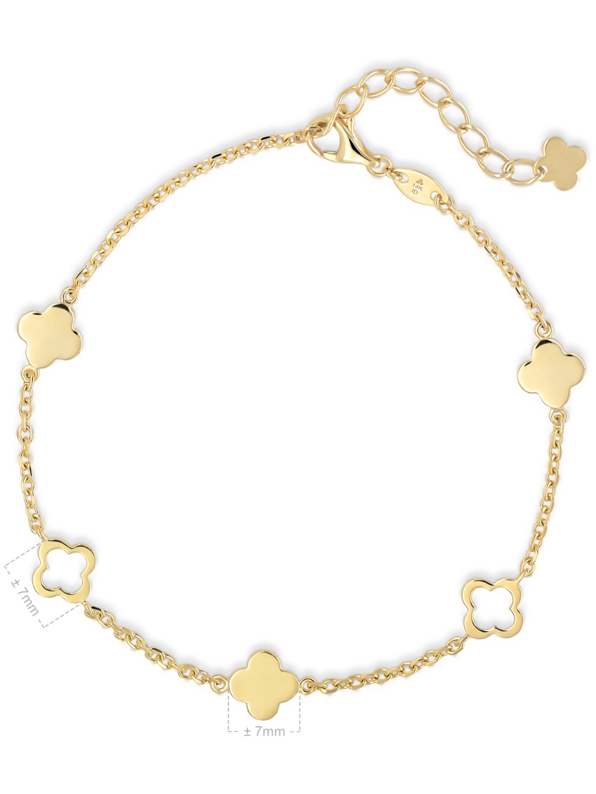 Devata Clover Link Chain Bracelet in 14K 6.5 in adj to in, approx. 2.8 grams - Gold