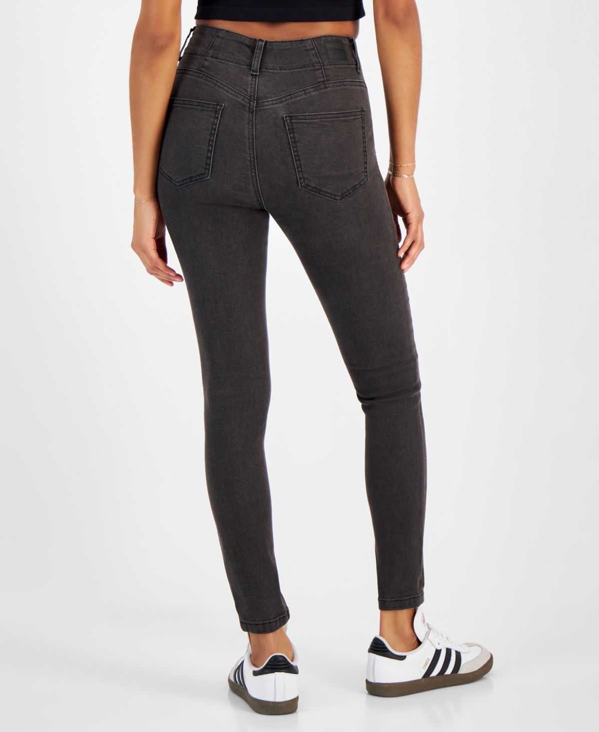 Dollhouse Juniors' Double-Button Curvy-Fit Skinny Jeans
