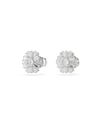 Snowflake White Rhodium Plated Idyllia Stud Earrings