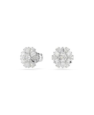 Snowflake White Rhodium Plated Idyllia Stud Earrings