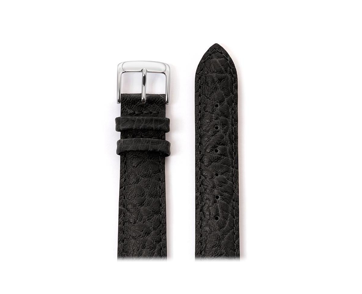 Men's Heavy Texture Buffalo Grain Watchband 28mm Black - Black