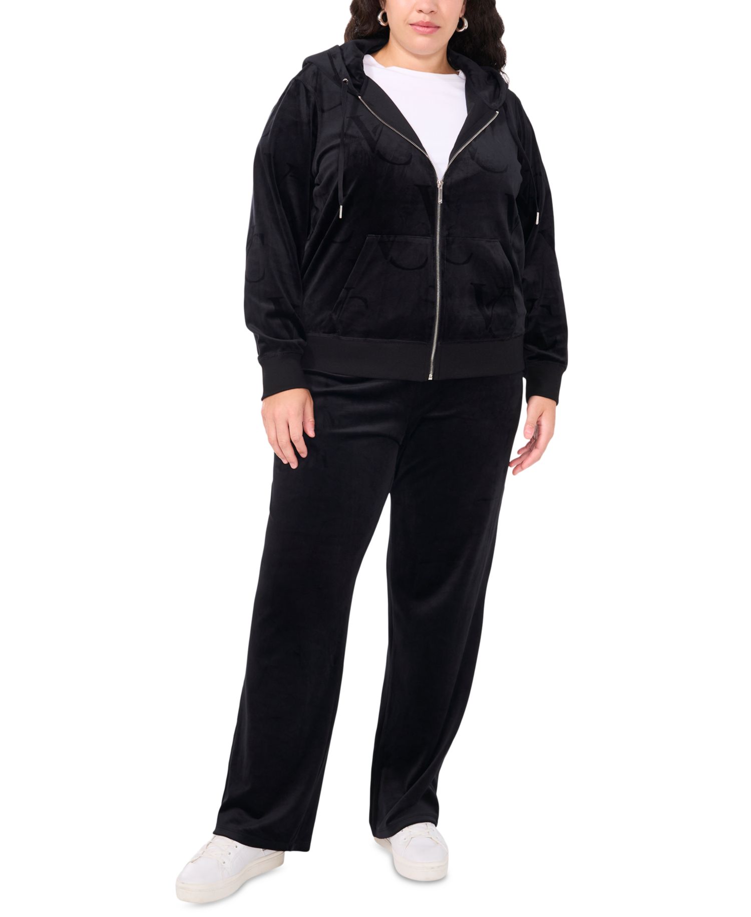 Plus Size Velour Drawstring-Waist Straight-Leg Pants