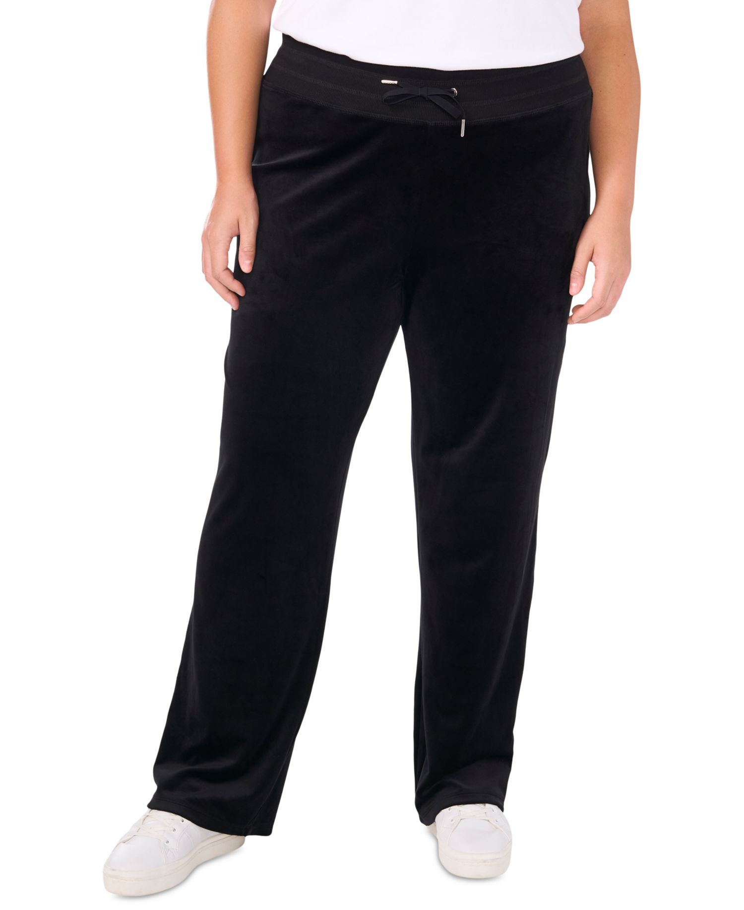 Plus Size Velour Drawstring-Waist Straight-Leg Pants