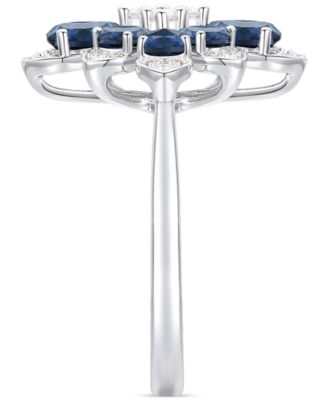 Emerald (1-3/4 ct. t.w.) & Diamond (1/4 ct. t.w.) Pear Flower Ring in 14k Gold (Also in Ruby & Sapphire)