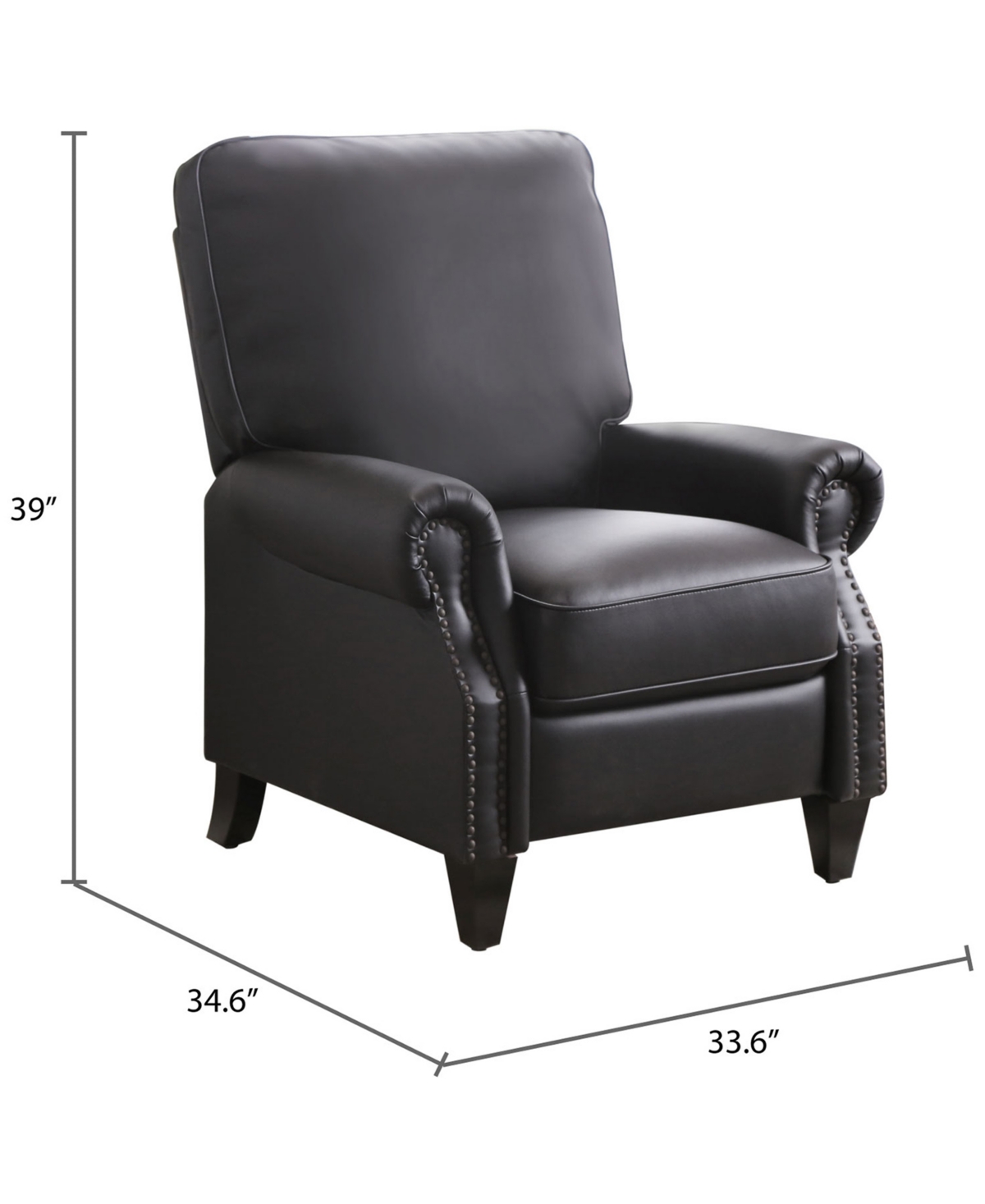 Abbyson Living 33" Pushback Polyurethane Leather Recliner In Black
