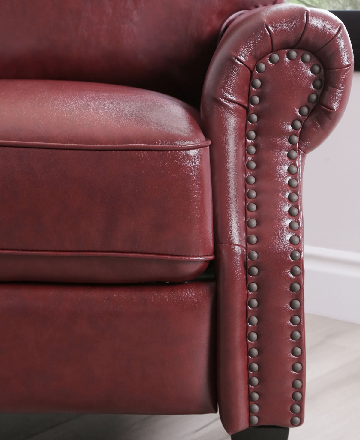 Shop Abbyson Living 33" Pushback Polyurethane Leather Recliner In Red