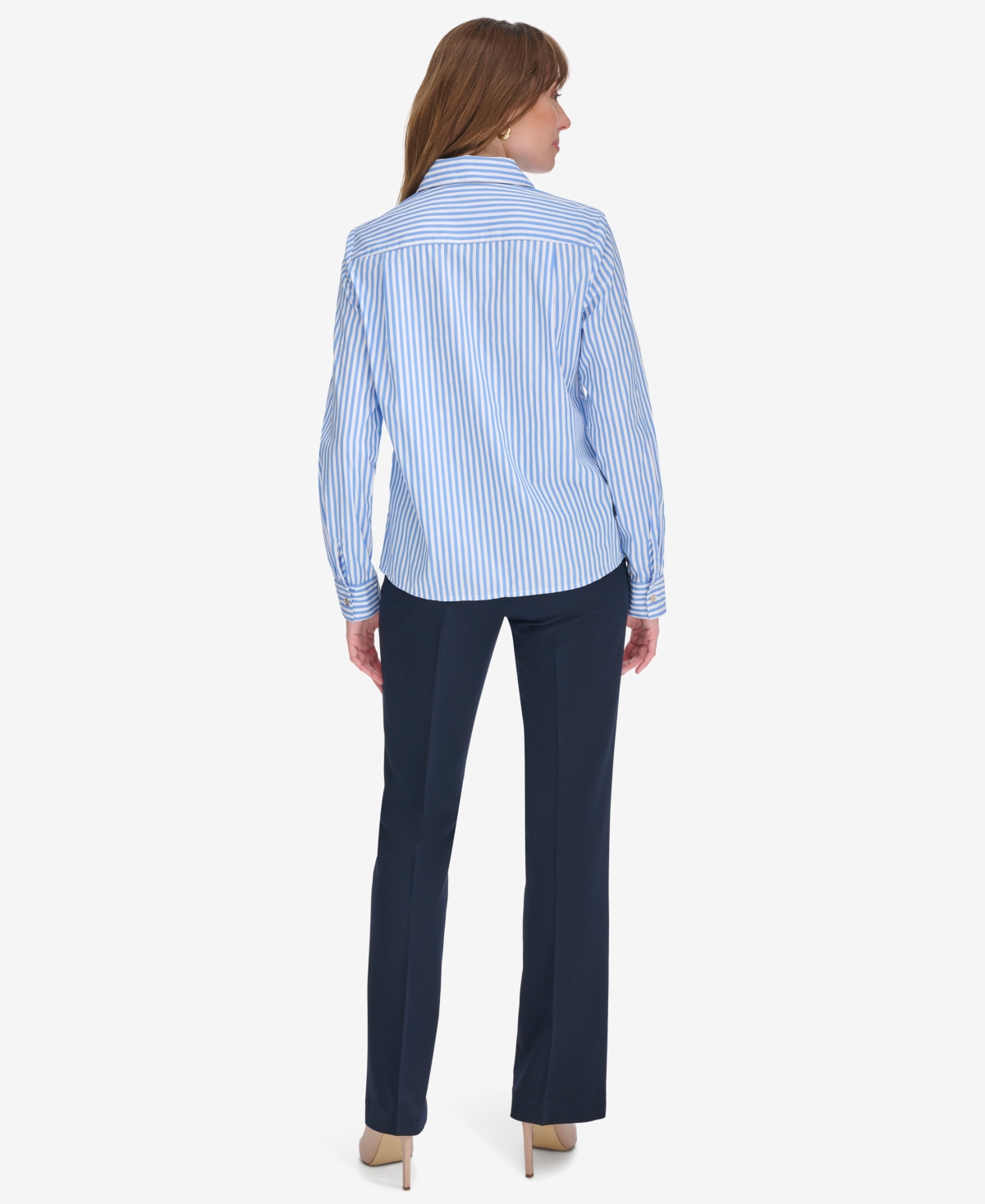 Tommy Hilfiger Women's Cotton Striped Embellished Long-Sleeve Shirt -b