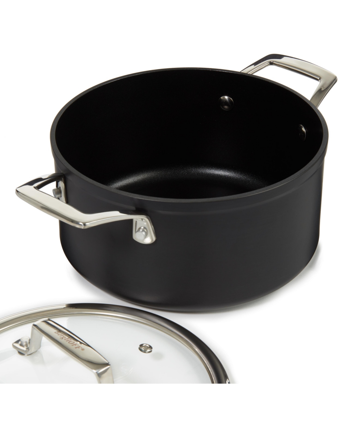 BergHOFF Essentials 10Pc Non-stick Hard Anodized Cookware Set With Glass lid,- Black