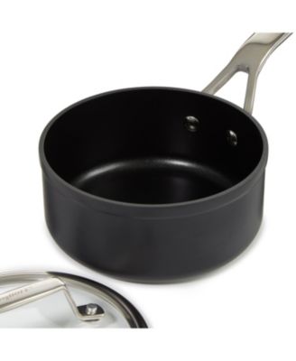 Essentials Non-stick Hard Anodized 6.25" Saucepan 1.3qt. With Glass Lid, Black