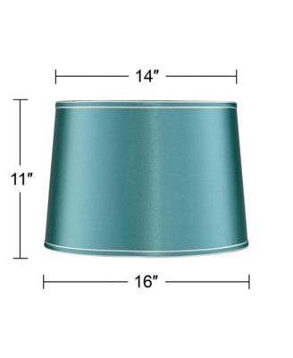 Soft Teal Medium Drum Lamp Shade 14" Top x 16" Bottom x 11" High x 11" Slant (Spider) Replacement with Harp