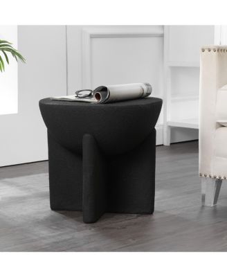 Brady 16.25" Minimalist Modern Drum Indoor/Outdoor Accent Table, White Frosted