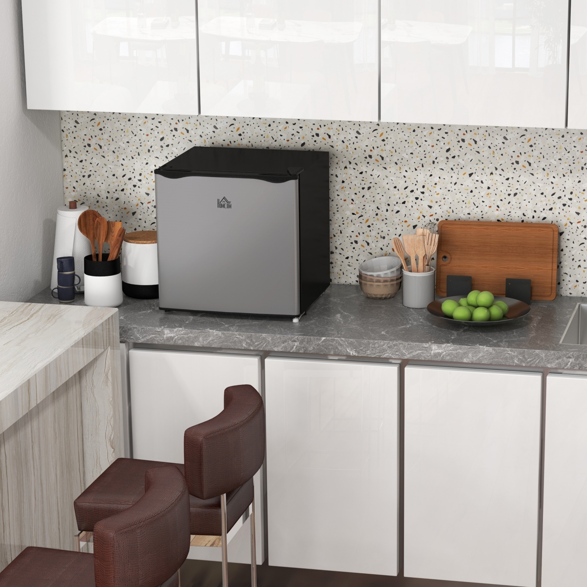 Homcom Mini Freezer Countertop 1.1 Cu.Ft Compact Upright Freezer for Home Office- Silver