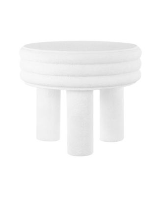 Rashida 17.75" Contemporary Minimalist Curvy High Indoor/Outdoor Accent Table, White Frosted