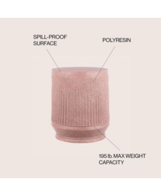 Kline 17.5" Mid-Century Modern Brutalist Indoor/Outdoor Accent Table, Pink Terrazzo