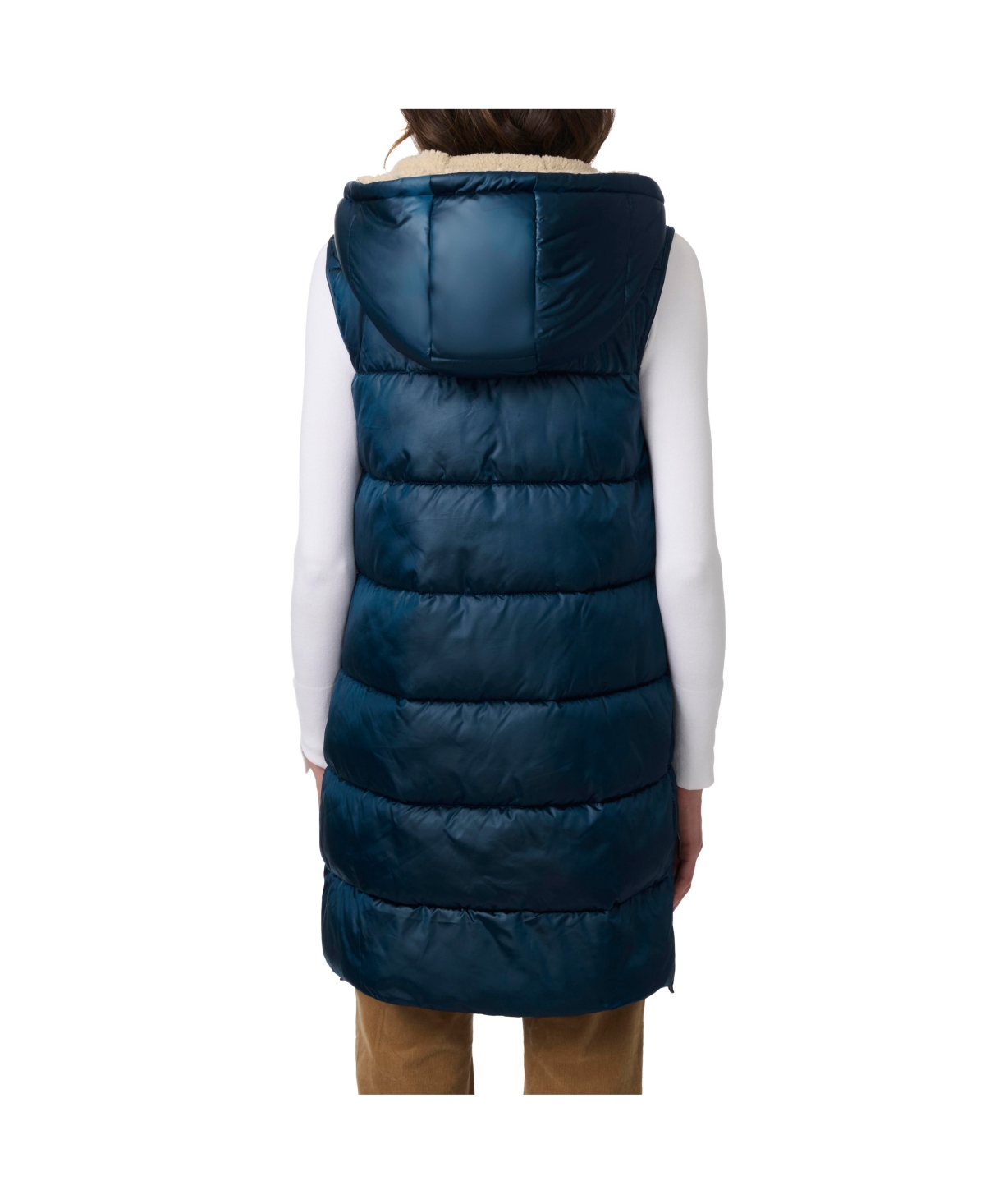 Bernardo Women's Puffer Vest With Sherpa Lined Hood