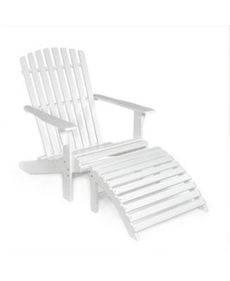 Saranac 2-Piece Traditional Rustic Acacia Wood Adirondack Chair with Detachable Ottoman