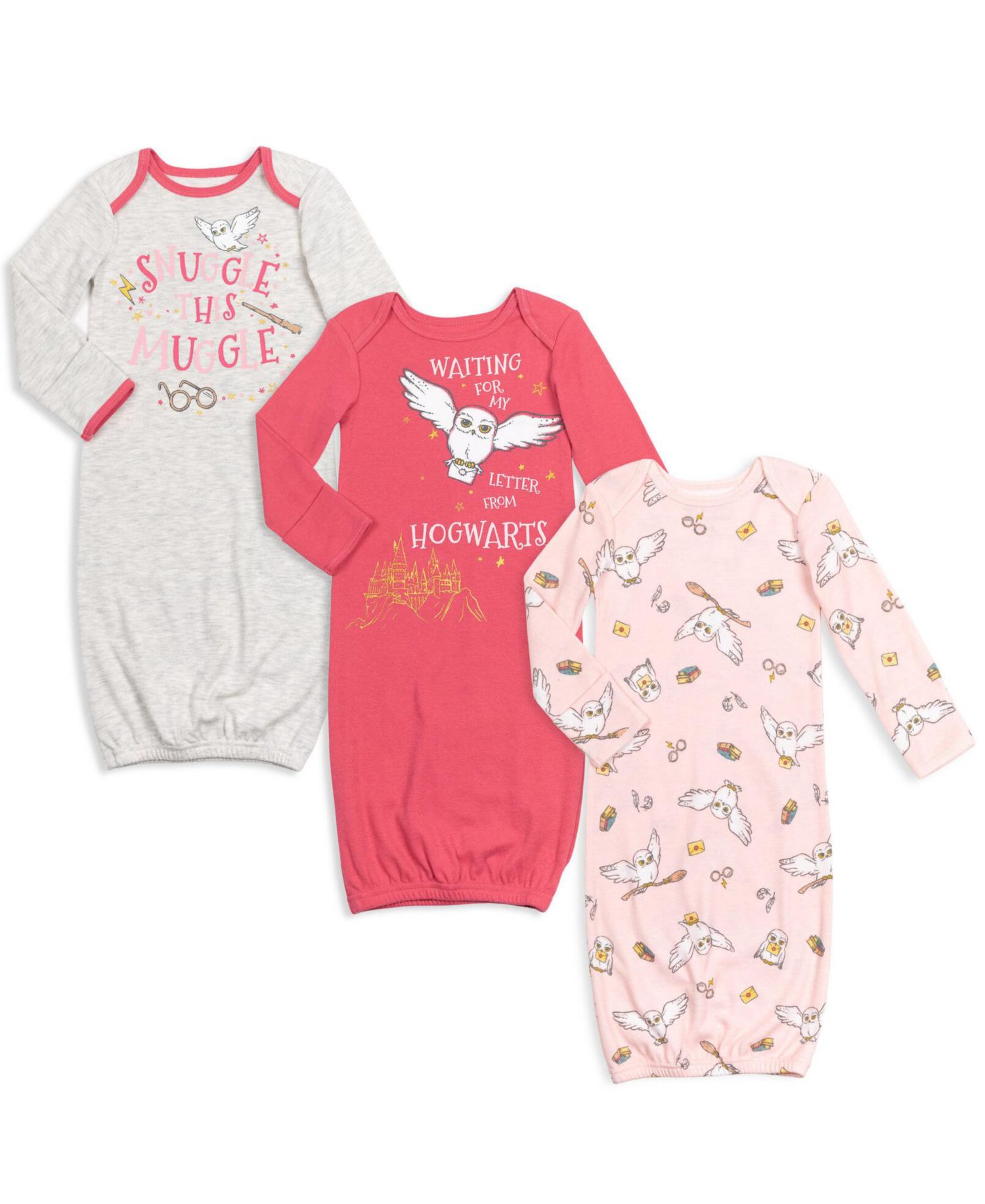Baby Girls girl(Newborn - 12M) Hedwig 3 Pack Long Sleeve Swaddle Sleeper Gown