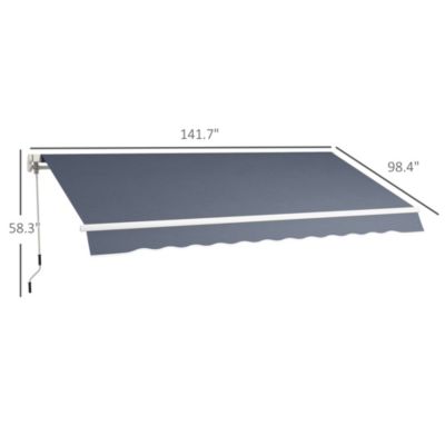 12' x 8' Retractable Awning, Patio Awning Sun Shade Shelter,