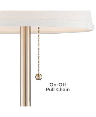 Modern Accent Table Lamp with Hotel Style USB and AC Power Outlet in Base 20" High Brushed Steel White Empire Shade for Living Room Desk