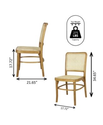 Colmar Mid-Century Vintage Wood Rattan Dining Chair, (Set of 2)