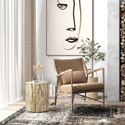 Tree Stump Stool, Concrete Side Table with Wood Grain Finish