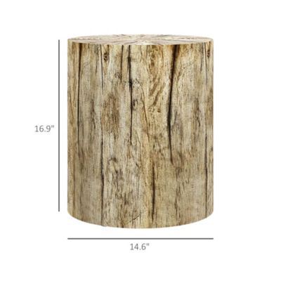 Tree Stump Stool, Concrete Side Table with Wood Grain Finish