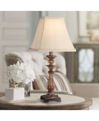 Alzano Cottage Accent Table Lamp 18" High Antique Distressed Light Bronze Square Shade for Bedroom Living Room Bedside Nightstand Office