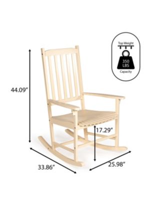 Seagrove Farmhouse Classic Slat-Back 350-LBS Support Acacia Wood Outdoor Rocking Chair, Almond