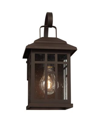 Outdoor Wall Lights Set of 2 Fixture Carriage Style Bronze 12 1/2" Clear Glass Lantern Exterior House Porch Patio