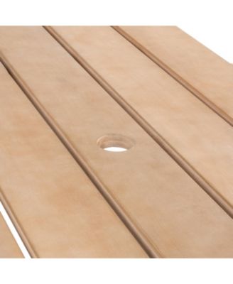 Shoreham 55" Modern Classic Outdoor Wood Picnic Table Benches with Umbrella Hole, Light Teak