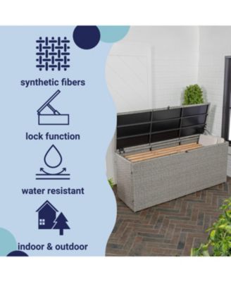 Nino 59.06&amp;#x22; Modern Minimalist Outdoor Faux Wicker Deck and Patio Storage Box