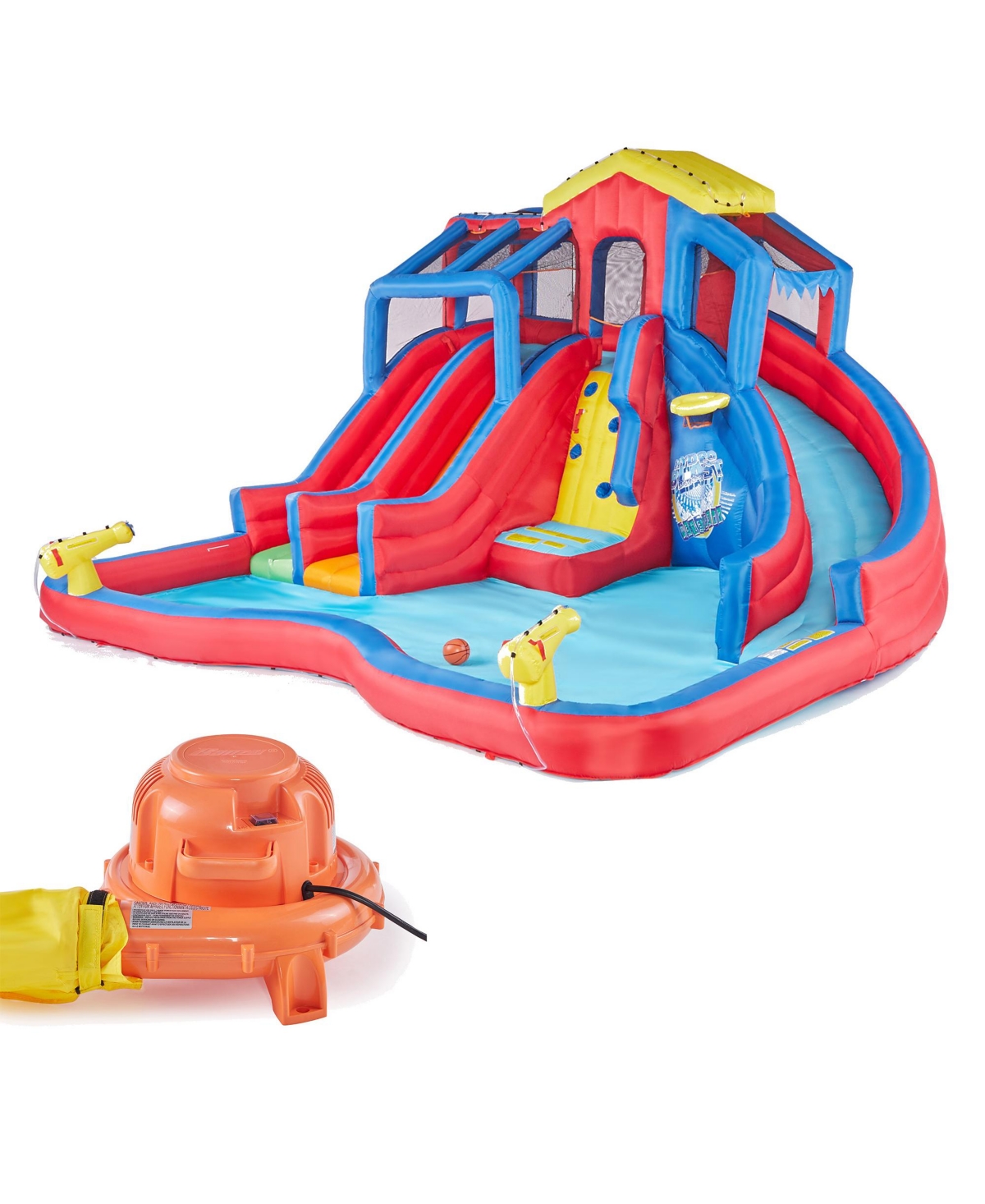 Hydro Blast Inflatable Play Water Park with Slides and Water Cannons - Multicolor