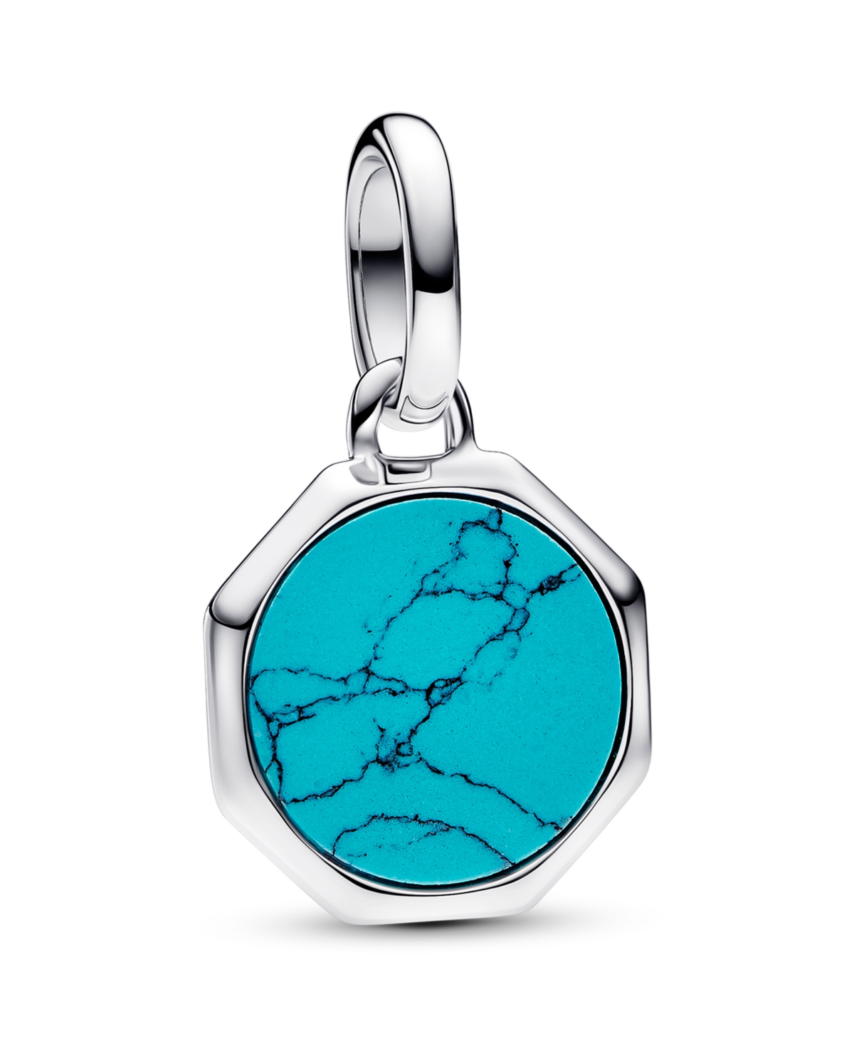 Pandora Sterling Silver Turquoise-colored Engravable Mini Medallion Charm In Silver