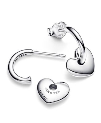 Pandora Sterling Silver Heart Open Hoop Earrings