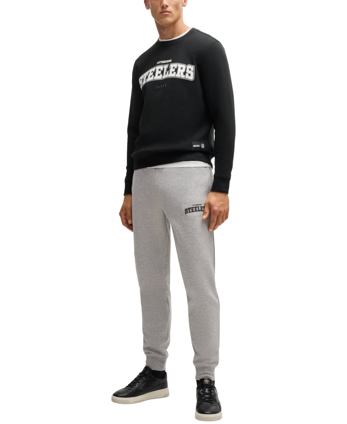 Shop Hugo Boss X Nfl Men's Regular-fit Sweatshirt In Steelers Charcoal