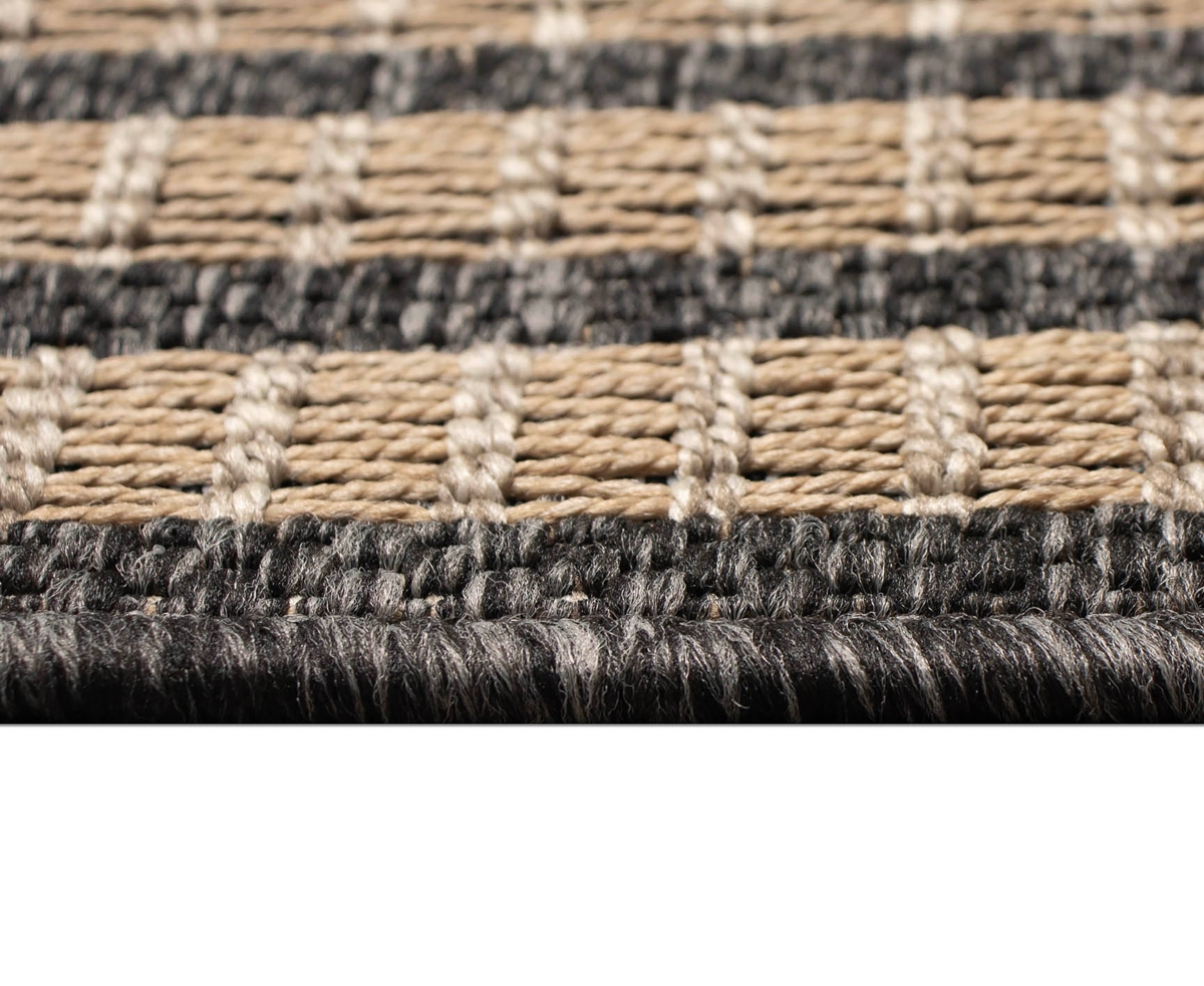 Liora Manne Monaco Striped Border 1'11"x7'6" Runner Area Rug In Taupe